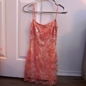 Lulus Bodycon Floral Sequin Minidress